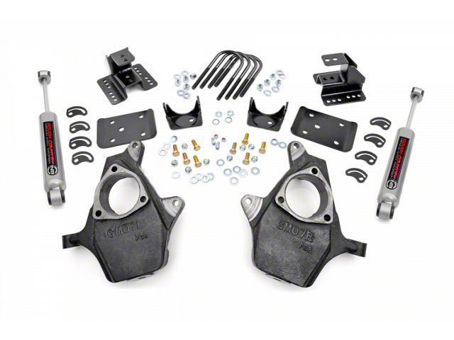 Rough Country Spindle Lowering Kit; 2-Inch Front / 4-Inch Rear (07-13 2WD Sierra 1500)