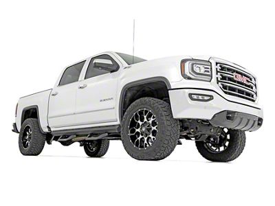 Rough Country SRX2 Adjustable Aluminum Side Step Bars; Textured Black (07-18 Sierra 1500 Crew Cab)