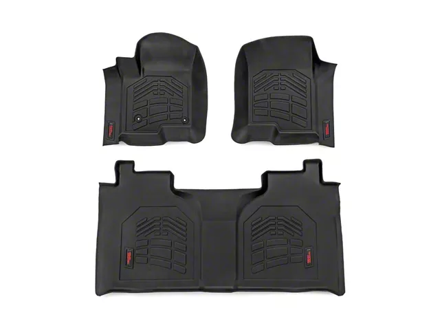 Rough Country Sure-Fit Front and Rear Floor Mats; Black (19-24 Sierra 1500 Crew Cab)