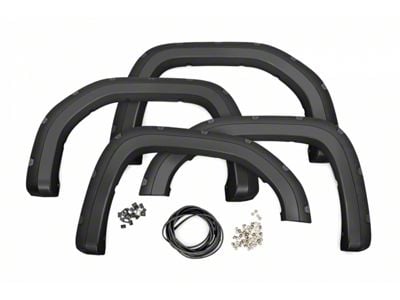 Rough Country Traditional Pocket Fender Flares; Flat Black (19-24 Sierra 1500)