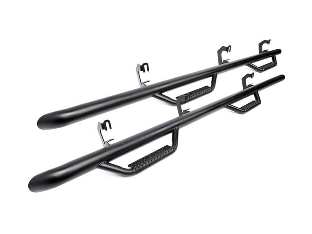 Rough Country Wheel to Wheel Nerf Side Step Bars; Black (14-18 Sierra 1500 Double Cab)