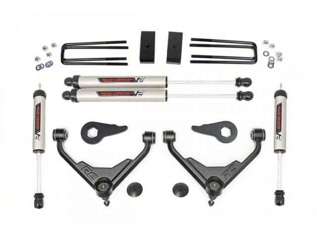 Rough Country 3-Inch Bolt-On Upper Control Arm Suspension Lift Kit with V2 Monotube Shocks for FK or FF RPO Codes (07-10 Sierra 2500 HD)