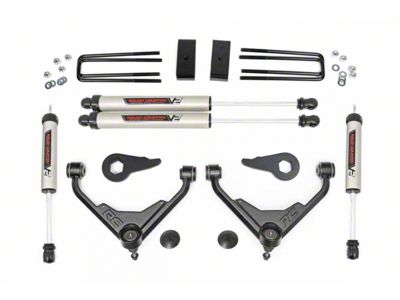 Rough Country 3-Inch Bolt-On Upper Control Arm Suspension Lift Kit with V2 Monotube Shocks for FT RPO Codes (07-10 Sierra 2500 HD)