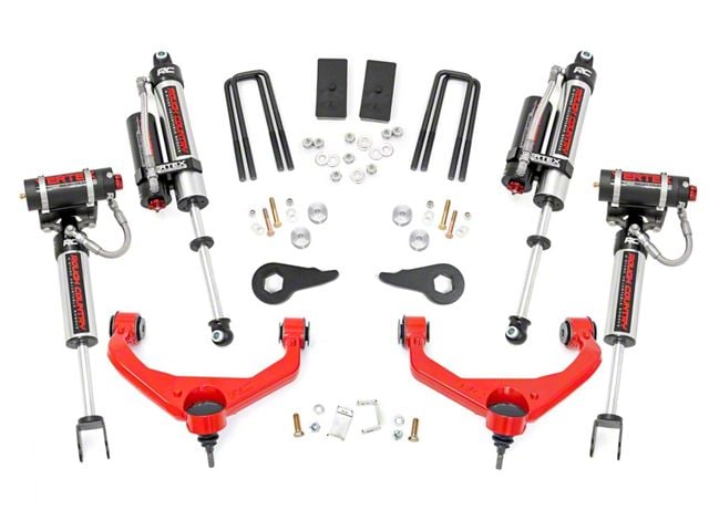 Rough Country 3.50-Inch Bolt-On Suspension Lift Kit with Vertex Reservoir Shocks; Red (11-19 Sierra 2500 HD w/o Factory Overload Springs & MagneRide)