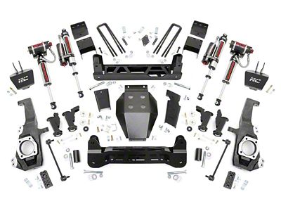 Rough Country 5-Inch Torsion Drop Suspension Lift Kit with Vertex Reservoir (20-25 4WD Sierra 2500 HD, Excluding AT4X & Denali)