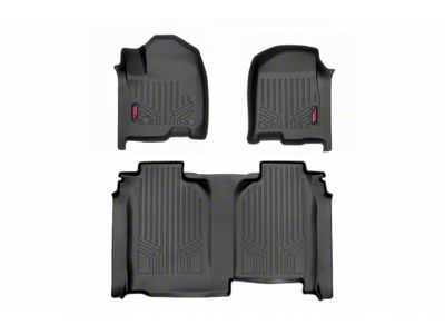 Rough Country Heavy Duty Front and Rear Floor Mats; Black (20-24 Sierra 2500 HD Crew Cab w/ Front Bucket Seats & Under Seat Storage)