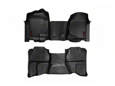 Rough Country Heavy Duty Front Over the Hump and Rear Floor Mats; Black (07-14 Sierra 2500 HD Crew Cab)