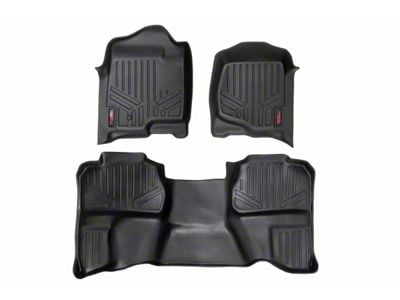 Rough Country Heavy Duty Front and Rear Floor Mats; Black (07-14 Sierra 2500 HD Extended Cab)
