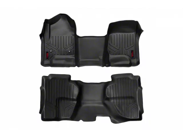 Rough Country Heavy Duty Front and Rear Floor Mats; Black (15-19 Sierra 2500 HD Double Cab)