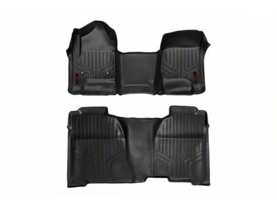 Rough Country Heavy Duty Front and Rear Floor Mats; Black (15-19 Sierra 2500 HD Crew Cab)