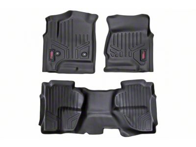 Rough Country Heavy Duty Front and Rear Floor Mats; Black (15-19 Sierra 2500 HD Double Cab)