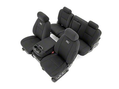 Rough Country Neoprene Front and Rear Seat Covers; Black (11-13 Sierra 2500 HD Crew Cab)