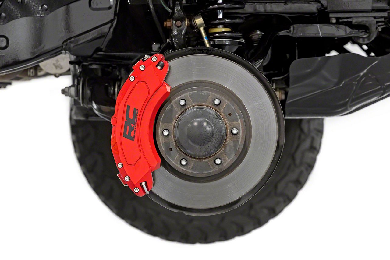 Rough Country Sierra 2500 Red Brake Caliper Covers; Front and Rear