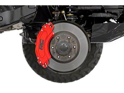 Rough Country Brake Caliper Covers; Red; Front and Rear (11-19 Sierra 2500 HD)