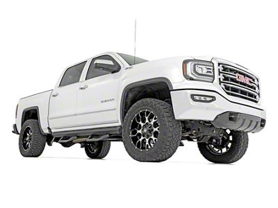 Rough Country SRX2 Adjustable Aluminum Side Step Bars; Textured Black (07-19 Sierra 2500 HD Crew Cab)