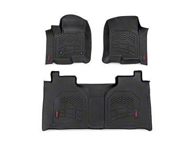 Rough Country Sure-Fit Front and Rear Floor Mats; Black (20-24 Sierra 2500 HD Crew Cab)