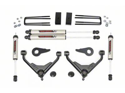 Rough Country 3-Inch Bolt-On Upper Control Arm Suspension Lift Kit with V2 Monotube Shocks for FT RPO Codes (07-10 Sierra 3500 HD SRW)