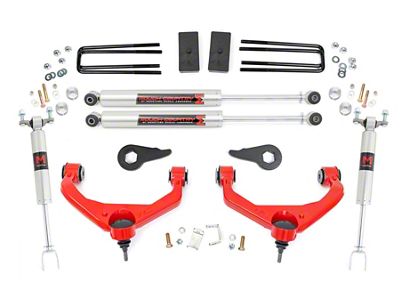 Rough Country 3.50-Inch Bolt-On Suspension Lift Kit with M1 Monotube Shocks; Red (11-19 Sierra 3500 HD SRW w/o Factory Overload Springs & MagneRide)