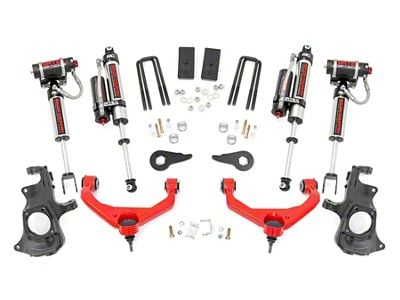 Rough Country 3.50-Inch Knuckle Suspension Lift Kit with Vertex Reservoir Shocks; Red (11-19 Sierra 3500 HD SRW w/o Rear Overload Springs & MagneRide)