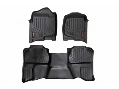 Rough Country Heavy Duty Front and Rear Floor Mats; Black (07-14 Sierra 3500 HD Extended Cab)
