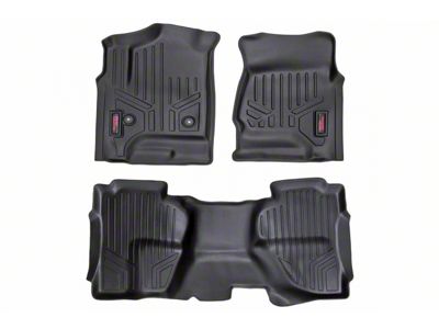 Rough Country Heavy Duty Front and Rear Floor Mats; Black (15-19 Sierra 3500 HD Double Cab)