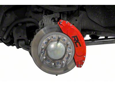 Rough Country Brake Caliper Covers; Red; Front and Rear (20-24 Sierra 3500 HD SRW)