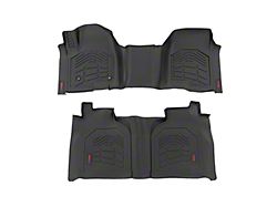 Rough Country Sure-Fit Front and Rear Floor Mats; Black (20-25 Sierra 3500 HD Crew Cab w/ Front Bench Seats & w/o Vinyl Flooring)