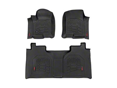 Rough Country Sure-Fit Front and Rear Floor Mats; Black (20-25 Sierra 3500 HD Crew Cab)