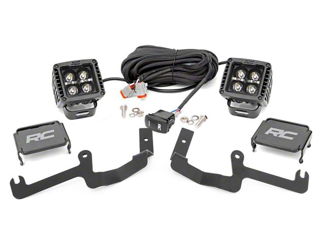 Rough Country Black Series Amber DRL LED Ditch Light Kit; Spot Beam (19-24 Silverado 1500)
