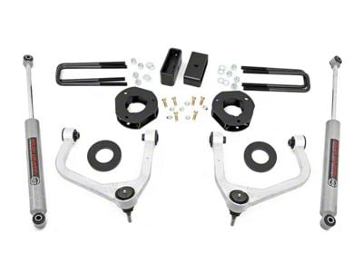 Rough Country 3.50-Inch Forged Upper Control Arm Suspension Lift Kit with Strut Spacers and Premium N3 Shocks (19-23 4.3L, 5.3L, 6.2L Silverado 1500 w/ Rear Multi-Leaf Pack Springs, Excluding Trail Boss & ZR2)