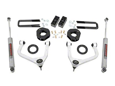 Rough Country 3.50-Inch Forged Upper Control Arm Suspension Lift Kit with Strut Spacers and Premium N3 Shocks (19-25 4.3L, 5.3L, 6.2L Silverado 1500 w/ Rear Multi-Leaf Pack Springs, Excluding Trail Boss & ZR2)
