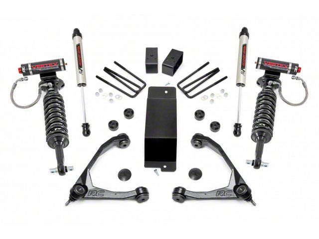 Rough Country 3.50-Inch Forged Upper Control Arm Suspension Lift Kit with Vertex Adjustable Coil-Overs and V2 Monotube Shocks (07-16 4WD Silverado 1500 w/ Stock Cast Steel or Aluminum Control Arms)