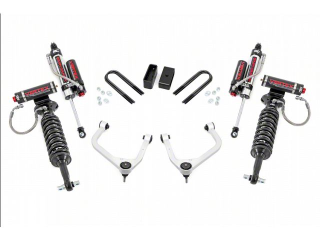 Rough Country 3.50-Inch Forged Upper Control Arm Suspension Lift Kit with Vertex Adjustable Coil-Overs and Vertex Shocks (19-24 4.3L, 5.3L, 6.2L Silverado 1500 w/ Rear Composite Mono-Leaf Springs, Excluding Trail Boss & ZR2)