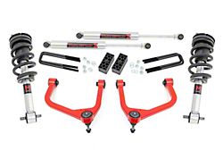 Rough Country 3.50-Inch Suspension Lift Kit with M1 Struts and Rear M1 Monotube Shocks; Red (19-25 Silverado 1500 w/ Rear Multi-Leaf Pack Springs & w/o Adaptive Ride Control, Excluding Diesel & Trail Boss)