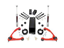 Rough Country Suspension 3.50-Inch Suspension Lift Kit with Upper Control Arms and Premium N3 Shocks; Red (07-16 4WD Silverado 1500 w/ Stock Cast Aluminum or Cast Steel Control Arms)