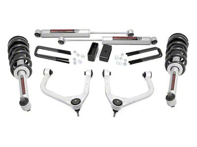 Rough Country 3.50-Inch Forged Upper Control Arm Suspension Lift Kit with N3 Struts and Premium N3 Shocks (19-24 4.3L, 5.3L, 6.2L Silverado 1500 w/ Rear Multi-Leaf Pack Springs, Excluding Trail Boss & ZR2)