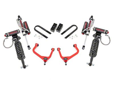 Rough Country Suspension 3.50-Inch Suspension Lift Kit with Vertex Adjustable Coil-Overs and Shocks; Red (2025 Silverado 1500 w/o Adaptive Ride Control, Excluding Trail Boss & ZR2)