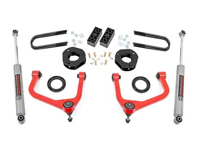 Rough Country Suspension 3.50-Inch Suspension Lift Kit with Premium N3 Shocks; Red (2025 Silverado 1500 w/o Adaptive Ride Control, Excluding Trail Boss & ZR2)
