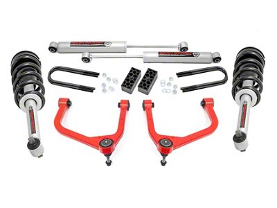 Rough Country 3.50-Inch Suspension Lift Kit with Premium N3 Struts and Shocks; Red (2025 Silverado 1500 w/o Adaptive Ride Control, Excluding Trail Boss & ZR2)