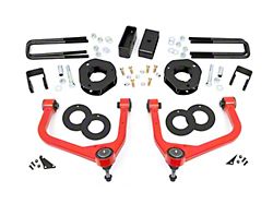 Rough Country 3.50-Inch Suspension Lift Kit with Upper Control Arms; Red (19-25 Silverado 1500 Crew Cab w/ 5.80-Foot Short Box & Adaptive Ride Control, Excluding Trail Boss)