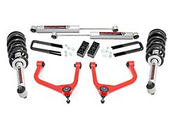 Rough Country Suspension 3.50-Inch Forged Upper Control Arm Suspension Lift Kit with N3 Struts and Premium N3 Shocks; Red (19-24 4.3L, 5.3L, 6.2L Silverado 1500 w/ Rear Multi-Leaf Pack Springs, Excluding Trail Boss & ZR2)