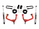 Rough Country 3.50-Inch Forged Upper Control Arm Suspension Lift Kit with Strut Spacers and Premium N3 Shocks; Red (19-24 4.3L, 5.3L, 6.2L Silverado 1500 w/ Rear Composite Mono-Leaf Springs, Excluding Trail Boss & ZR2)