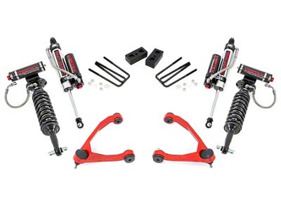 Rough Country 3.50-Inch Upper Control Arm Suspension Lift Kit with Vertex Adjustable Coil-Overs and Vertex Shocks; Red (07-18 2WD Silverado 1500)