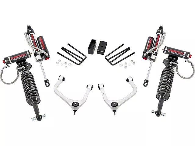 Rough Country 3.50-Inch Forged Upper Control Arm Suspension Lift Kit with Vertex Adjustable Coil-Overs and Vertex Shocks (19-24 4.3L, 5.3L, 6.2L Silverado 1500 w/ Rear Multi-Leaf Pack Springs, Excluding Trail Boss & ZR2)