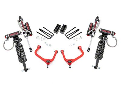Rough Country 3.50-Inch Forged Upper Control Arm Suspension Lift Kit with Vertex Adjustable Coil-Overs and Vertex Shocks; Red (19-24 4.3L, 5.3L, 6.2L Silverado 1500 w/ Rear Multi-Leaf Pack Springs, Excluding Trail Boss & ZR2)