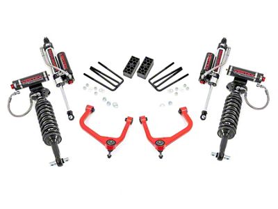 Rough Country 3.50-Inch Forged Upper Control Arm Suspension Lift Kit with Vertex Adjustable Coil-Overs and Vertex Shocks; Red (19-25 4.3L, 5.3L, 6.2L Silverado 1500 w/ Rear Multi-Leaf Pack Springs, Excluding Trail Boss & ZR2)