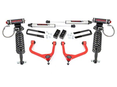 Rough Country Suspension 3.50-Inch Forged Upper Control Arm Suspension Lift Kit with Vertex Adjustable Coil-Overs and V2 Monotube Shocks; Red (19-25 4.3L, 5.3L, 6.2L Silverado 1500 w/ Rear Multi-Leaf Pack Springs, Excluding Trail Boss & ZR2)