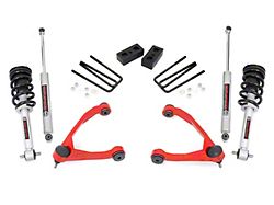 Rough Country 3.50-Inch Upper Control Arm Suspension Lift Kit with Premium N3 Shocks; Red (14-18 2WD Silverado 1500)