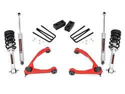 Rough Country 3.50-Inch Upper Control Arm Suspension Lift Kit with Premium N3 Shocks; Red (07-13 2WD Silverado 1500)
