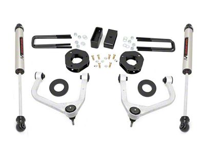 Rough Country 3.50-Inch Forged Upper Control Arm Suspension Lift Kit with Strut Spacers and V2 Monotube Shocks (19-24 4.3L, 5.3L, 6.2L Silverado 1500 w/ Rear Multi-Leaf Pack Springs, Excluding Trail Boss & ZR2)